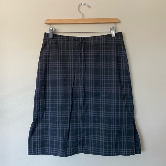 Black and Grey Check Office Siren Bayonetta Midi Skirt - Picture 2 of 6